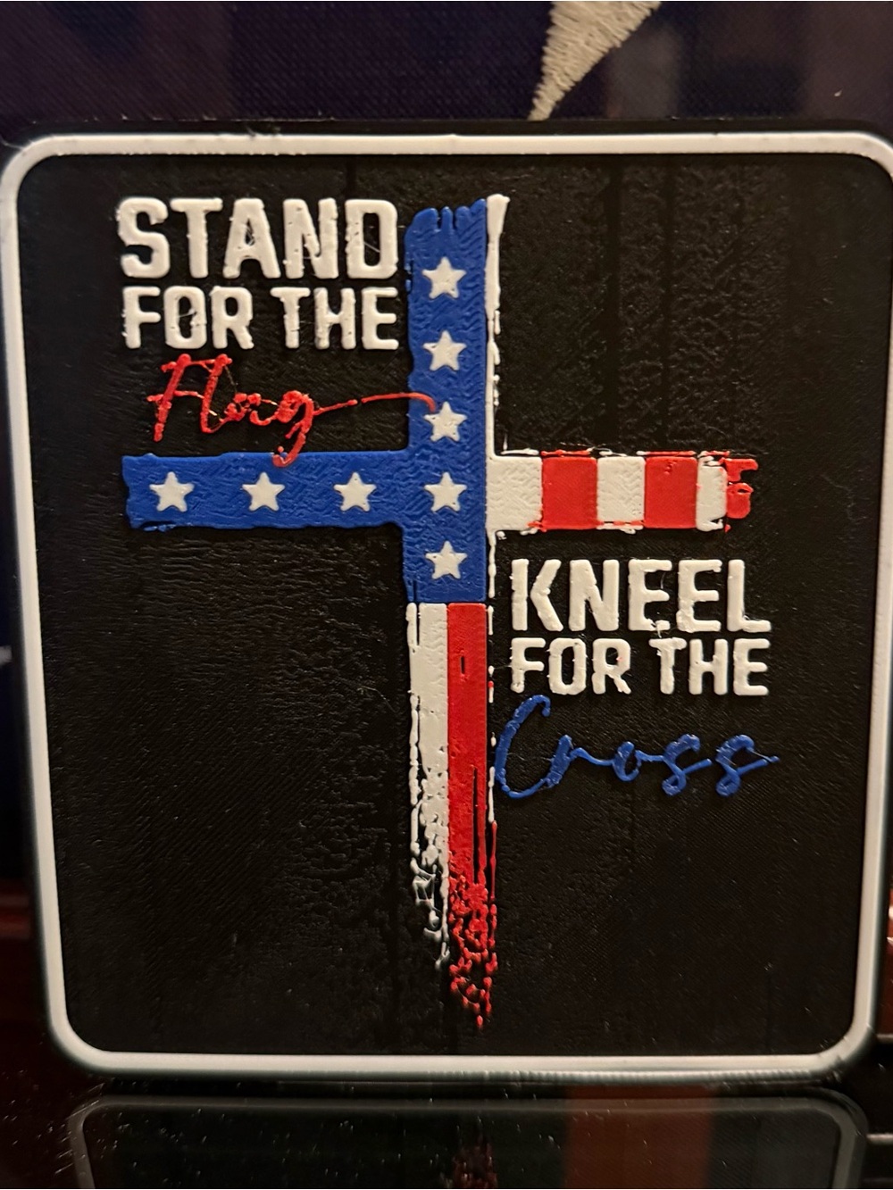 Patriotic Cross Wall Art - "Stand for the Flag, Kneel for the Cross"